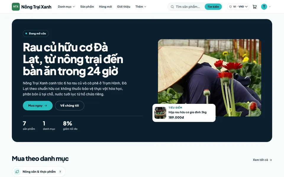 Website startup ở giao diện Hiện đại